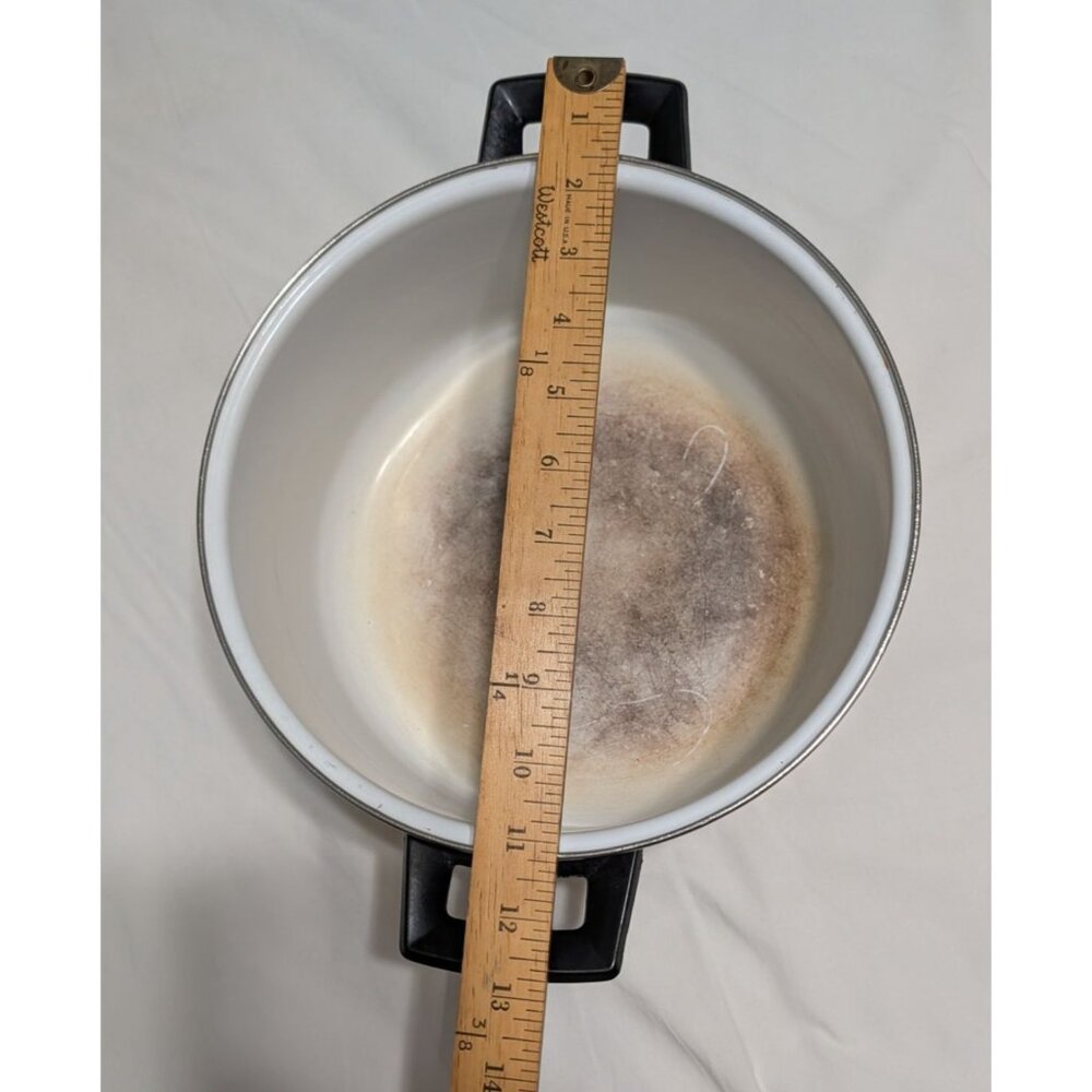 Strawberry Enamel Stew Pot Lid 6 Quart Yellow White Retro Cookware Vintage - Picture 10 of 16